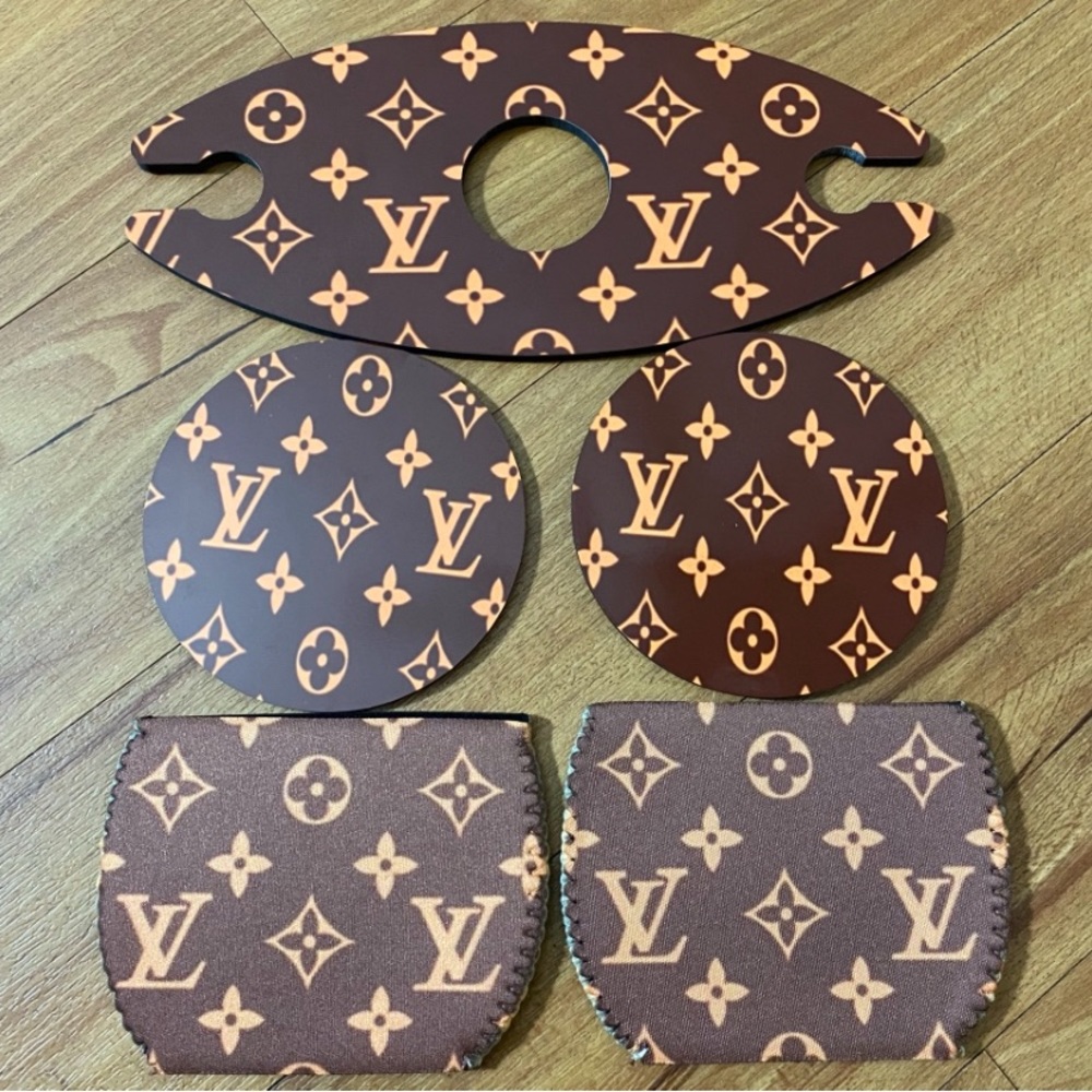Customized Cabinet Wine Glass Bottle Holder Coaster 5 Piece Set